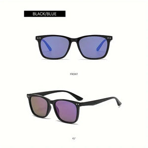 Retro Casual Unisex Sunglasses (Blue and Titanium)