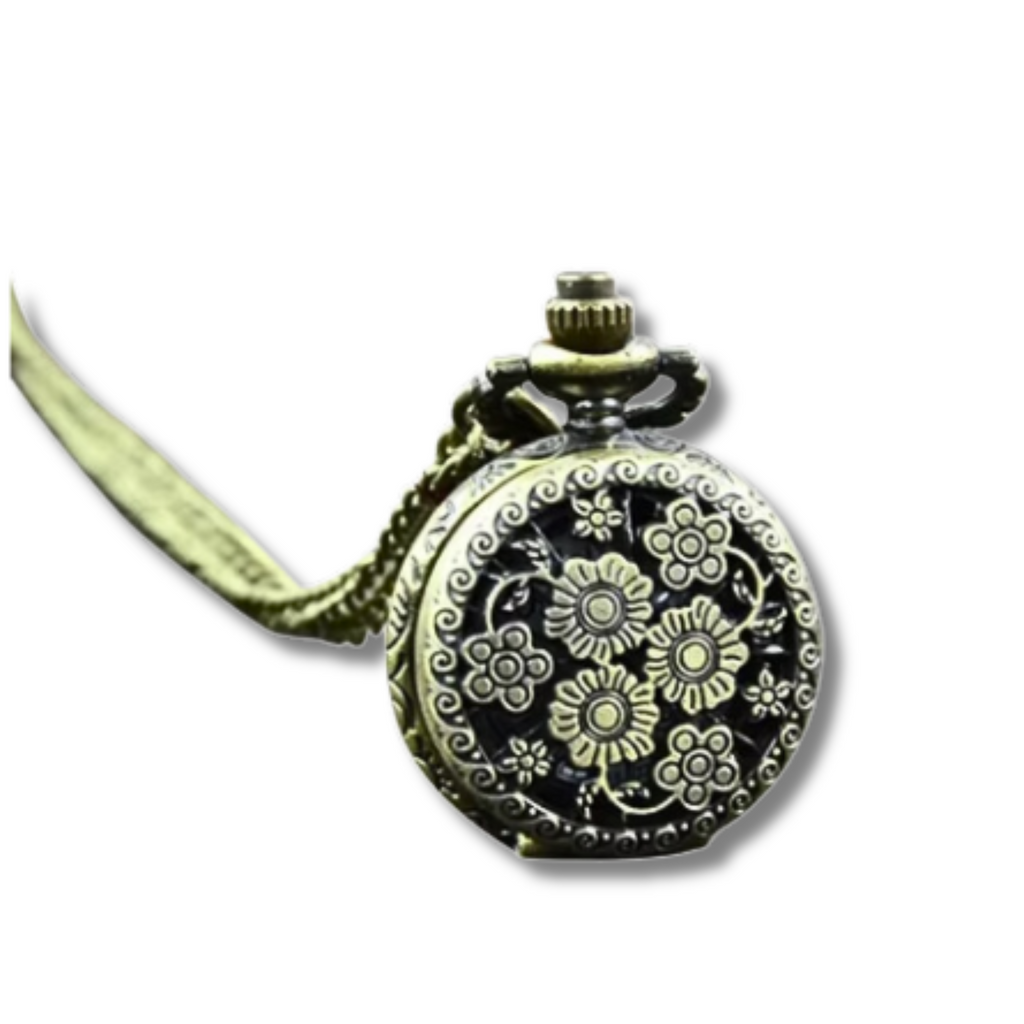 Antique Flower Pocket Watch on a white background