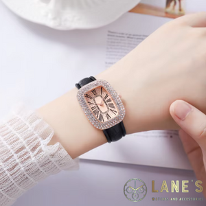 Elegant Ebony Ladies Watch on a ladies arm