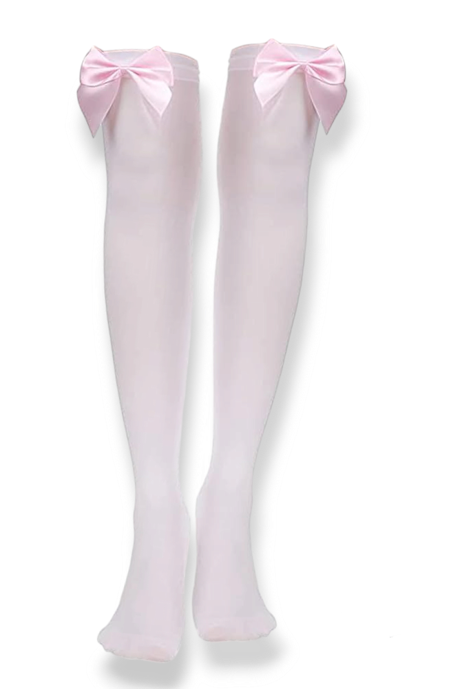 White and Pink Ladies Knee High Socks (one size)