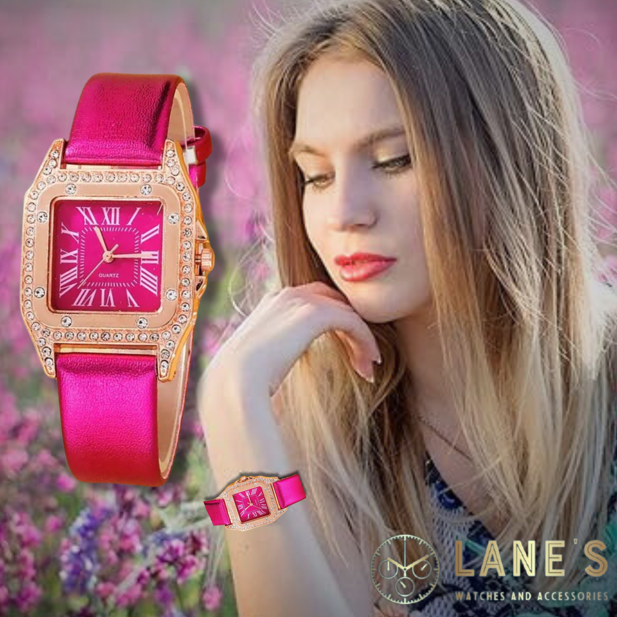 Pink Crystal Ladies Watch