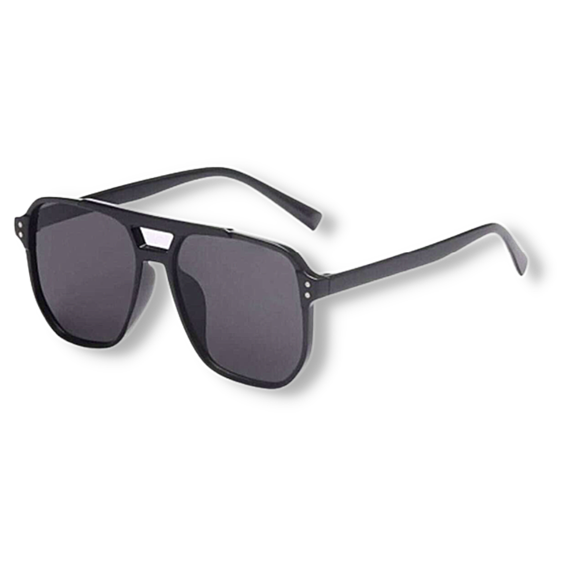 Black Double Bridged Aviator Unisex Sunglasses