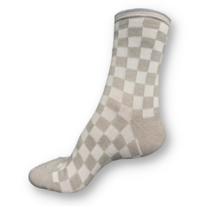 Grey Check Ladies Socks (Size 4-8)