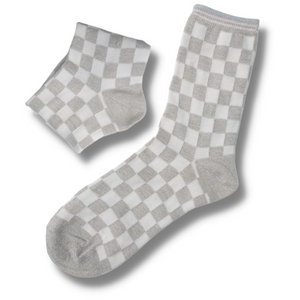 Grey Check Ladies Socks (Size 4-8)