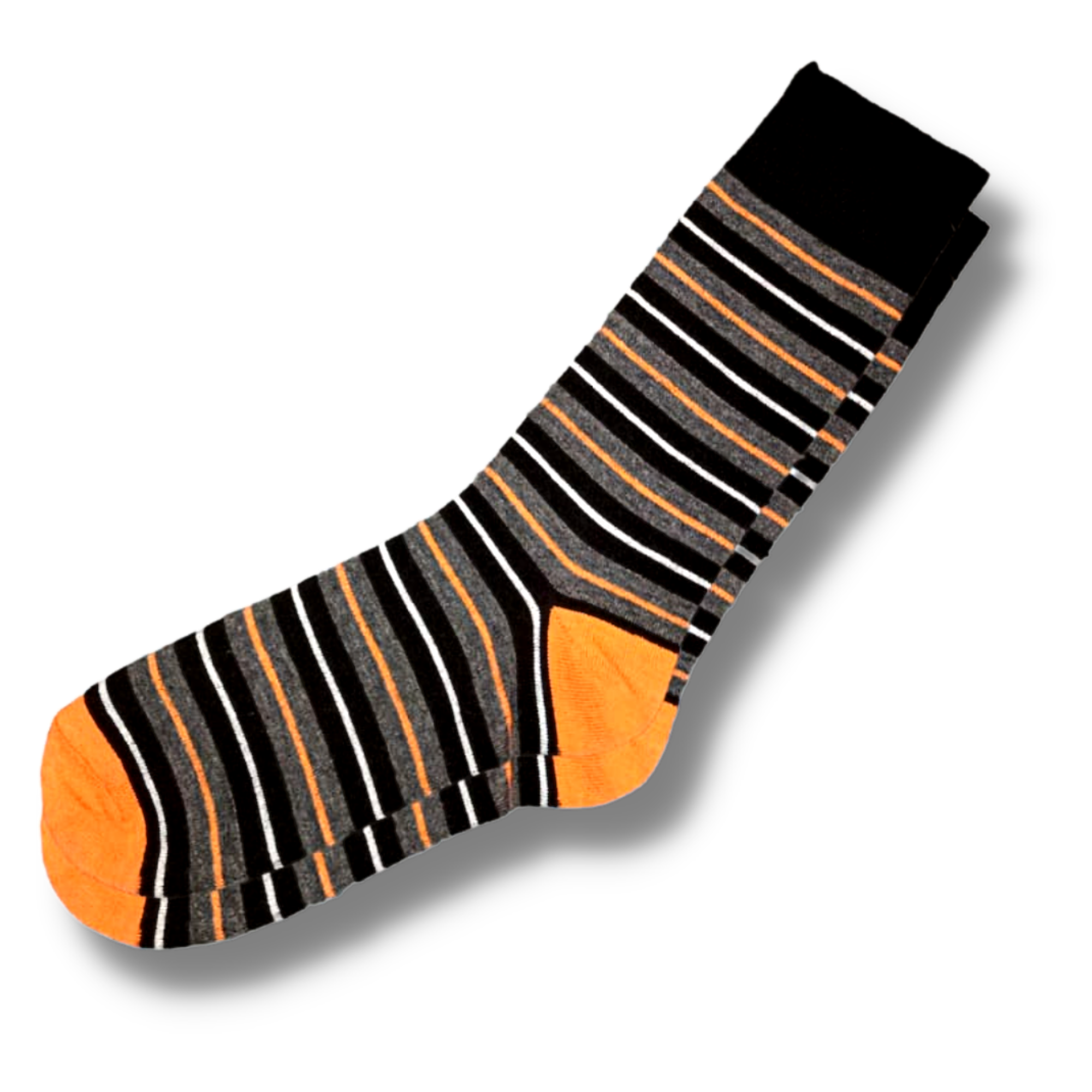 Grey & Orange Striped Men's Socks (Size 6-11)
