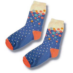 Blue Scattered Flowers Ladies Socks (Size 4-8)